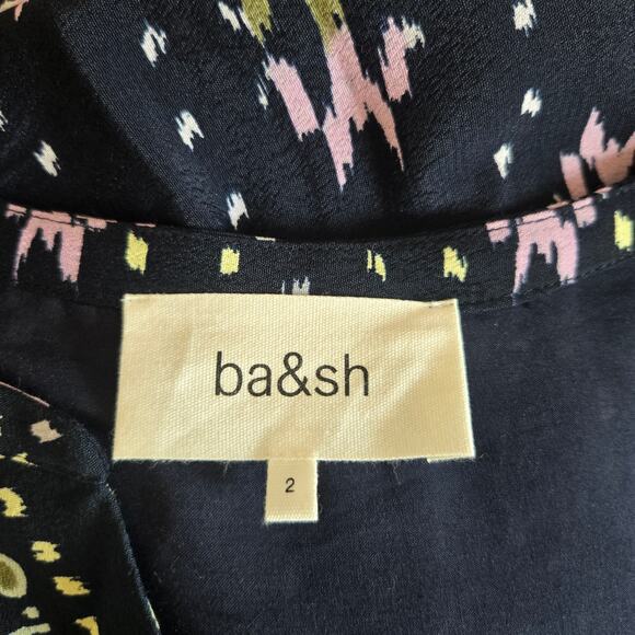 ba&sh Naia Dress Boho Printed Ikat Black Relaxed Mini Flowy Women Medium - Picture 12 of 14